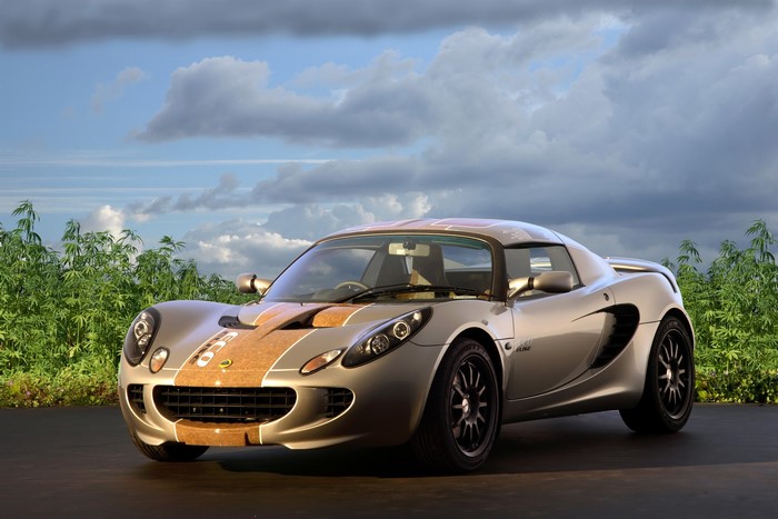 Lotus Elise car with wood-grain accents