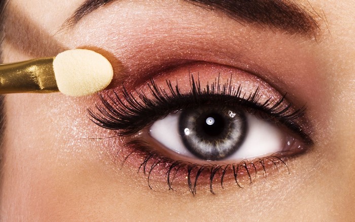 Close-up of eye with makeup application