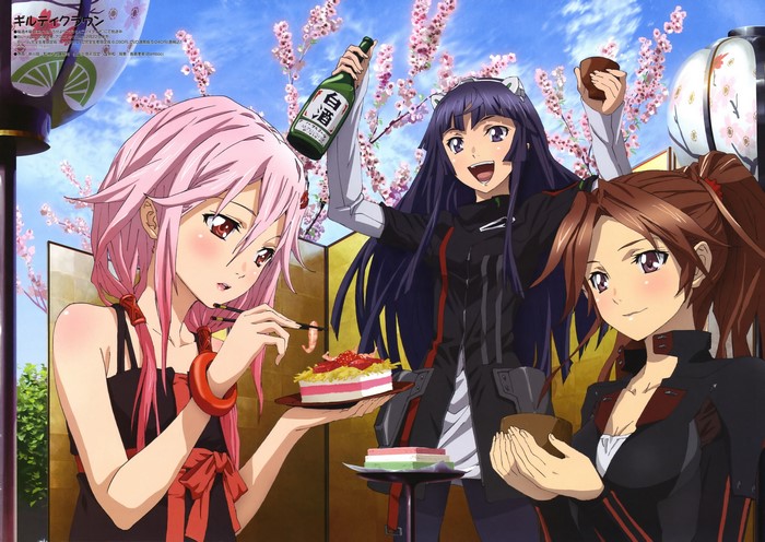 Inori Yuzuriha, Hare, and Tsugumi from Guilty Crown