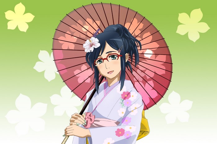 Menma from Anohana holding a parasol