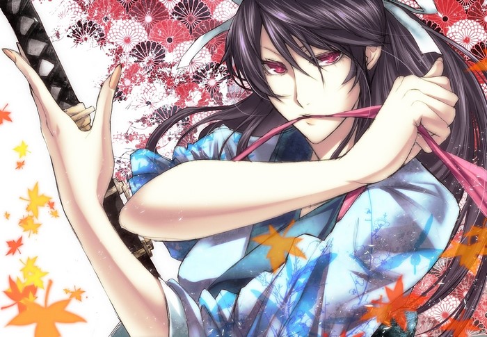 Anime girl with katana and red eyes