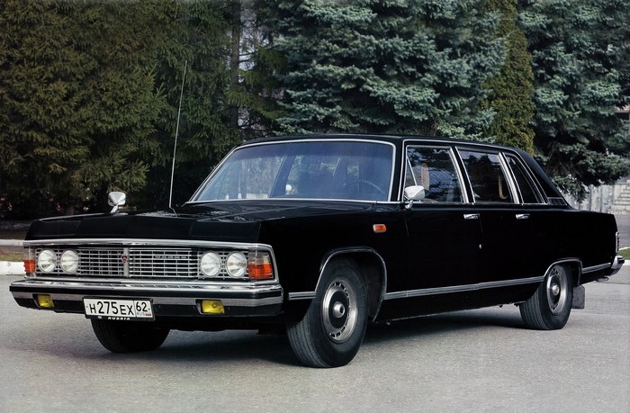Black GAZ-14 Chaika limousine on a road