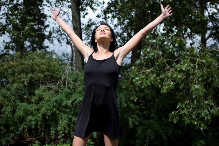 Loreen A in a black dress