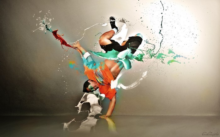 Breakdancer with paint splashes
