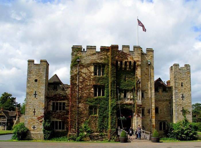 Hever Castle UK with Union Jack flag