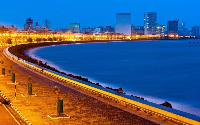 Marine Drive, Mumbai, India at dusk