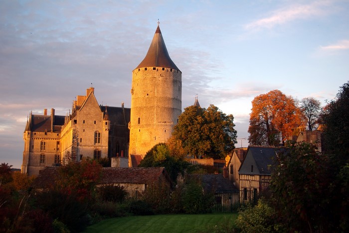 Chateaudun Castle in France during autumn sunset