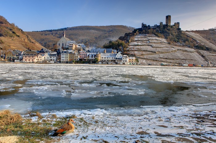 Frozen River and Castle in Germany
