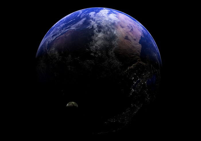 Earth and Moon in Space