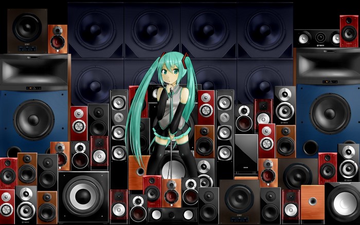 Hatsune Miku with Speakers