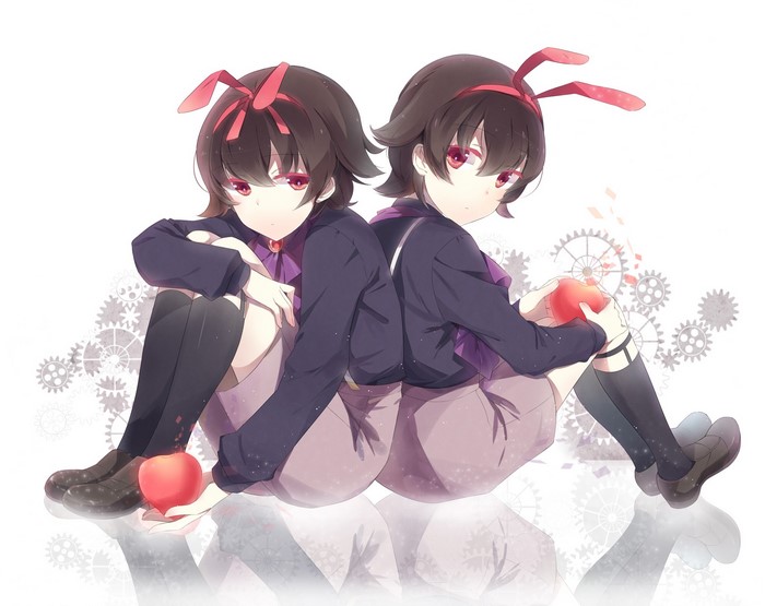 Mawaru Penguin Drum: Twin girls with apples
