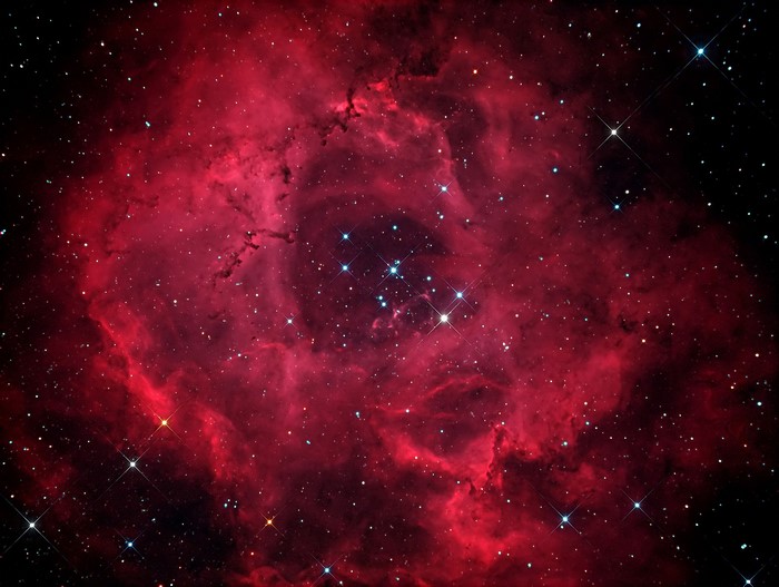 Rosette Nebula in space with stars