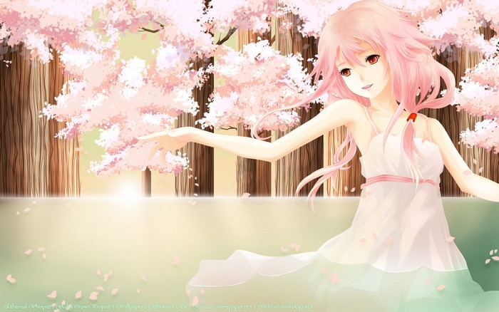 Inori Yuzuriha from Guilty Crown in a cherry blossom forest