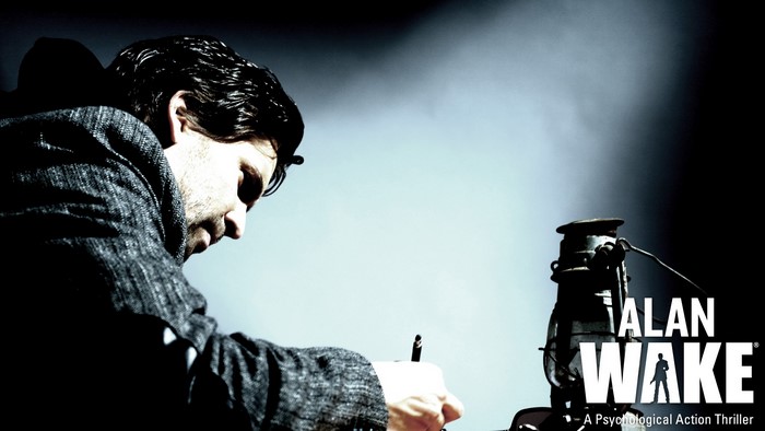 Alan Wake writing by a lantern