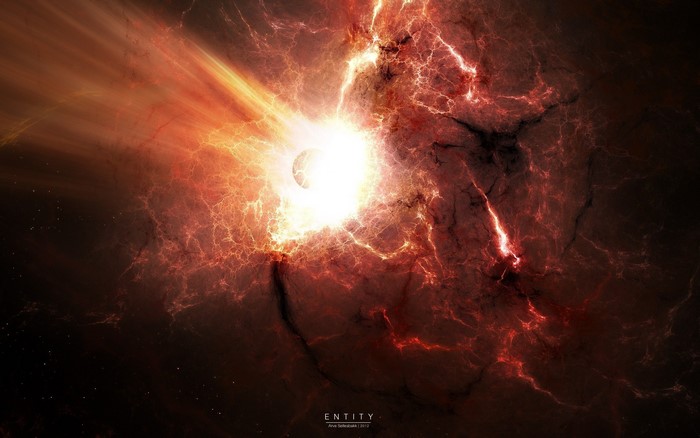 Cosmic explosion with a planet