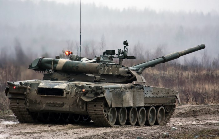 T-90 Russian Main Battle Tank in muddy terrain