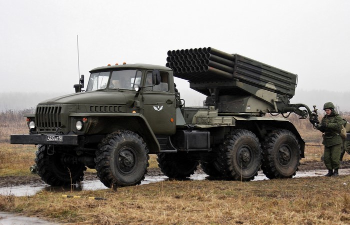 BM-21 Grad multiple rocket launcher vehicle