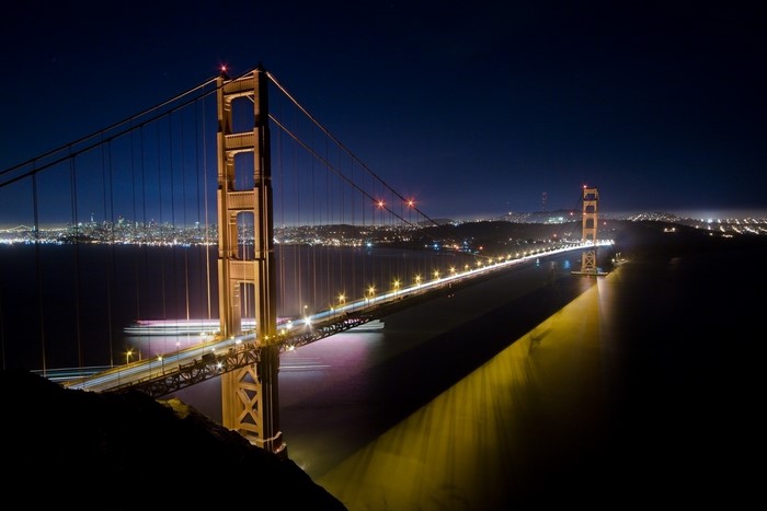 Golden Gate Bridge at Night, San Francisco, California