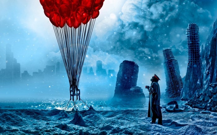 Romantically Apocalyptic Balloons in Ruined City