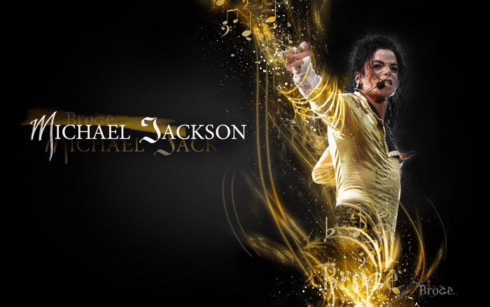 Michael Jackson performing with golden light effects