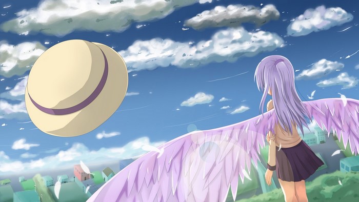 Angel Beats! Kanade Tachibana with wings and hat