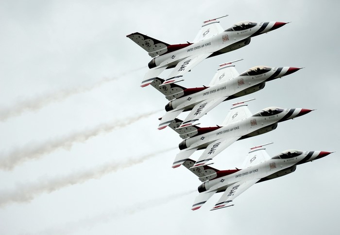 United States Air Force Thunderbirds flying in formation