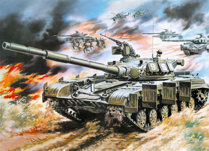 T-64A Tanks and Helicopters in Combat Painting