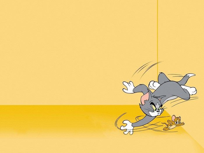 Tom and Jerry chasing each other