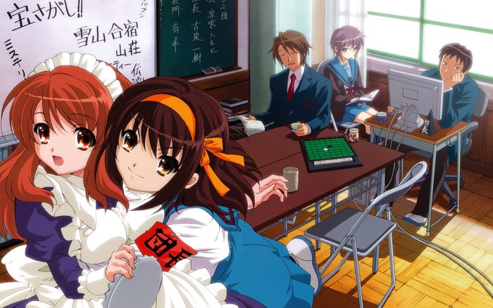 The Melancholy of Haruhi Suzumiya characters in classroom