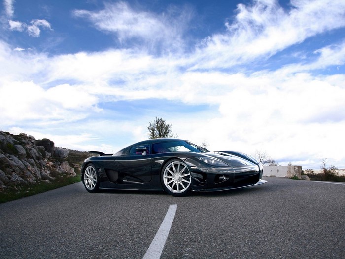 Black Koenigsegg on a Road