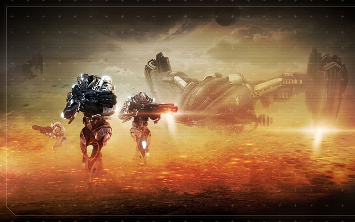 Section 8 soldiers advancing on a battlefield