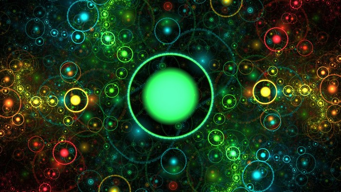 Abstract fractal circles with glowing neon colors