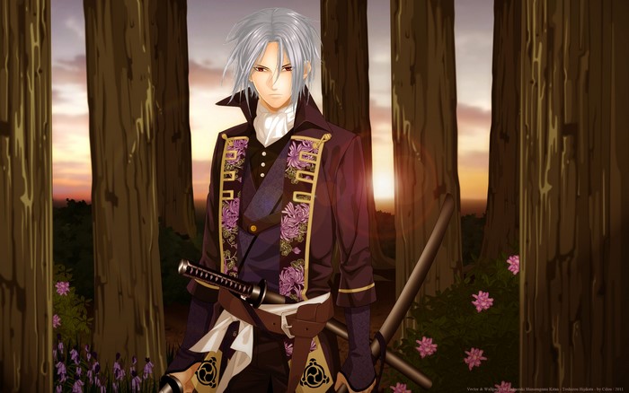 Hijikata Toshizou from Hakuouki in a forest