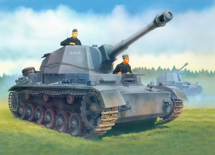 Painting of Pz.Sfl.4b tanks with crew