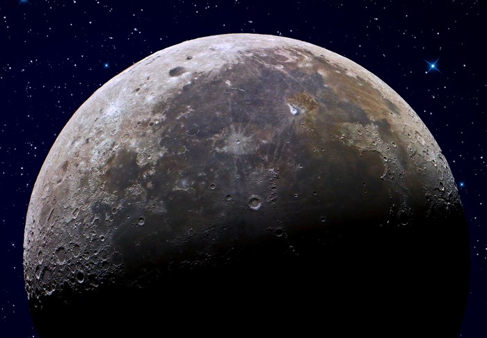 The Moon in Space with Stars
