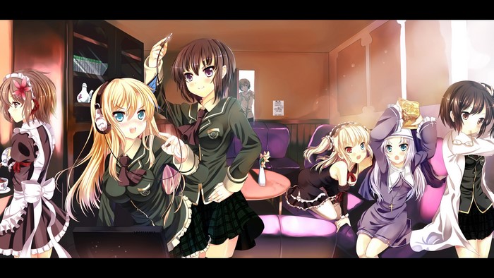 Boku wa Tomodachi ga Sukunai characters in a room