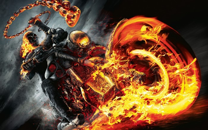 Ghost Rider on a flaming motorcycle