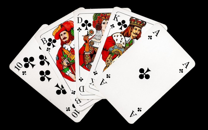 Playing Cards: Ace, King, Queen, Jack, 10 of Clubs