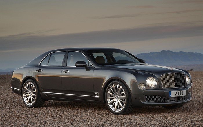 Bentley Mulsanne parked on gravel