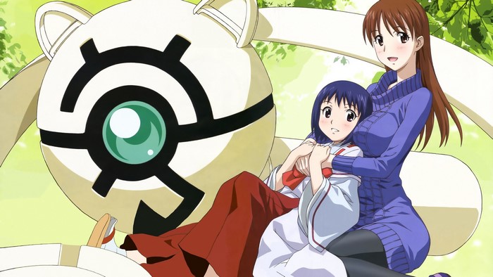 Kamisama Dolls: Aki and Mahiro with a doll