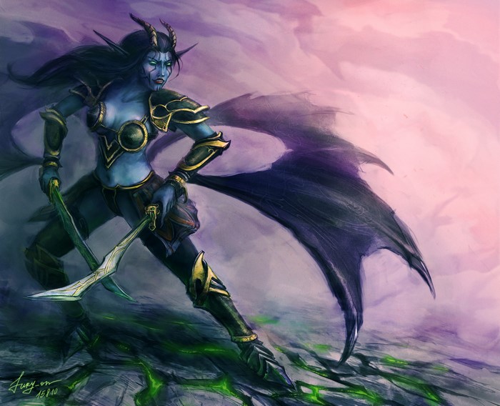 4K World of WarCraft Demon Hunter with Swords