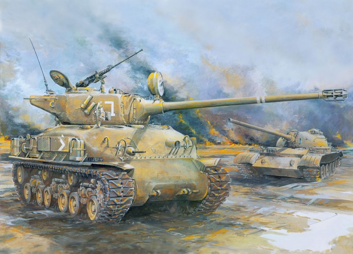 M51 Sherman Tanks in Combat Painting