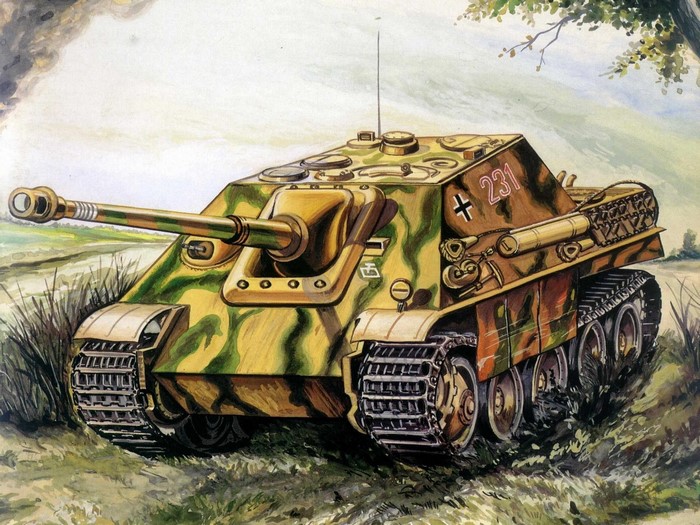 Jagdpanther tank with camouflage painting