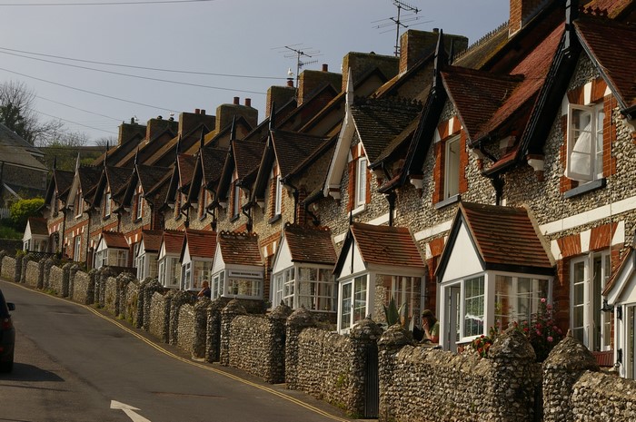Row of stone houses in the United Kingdom