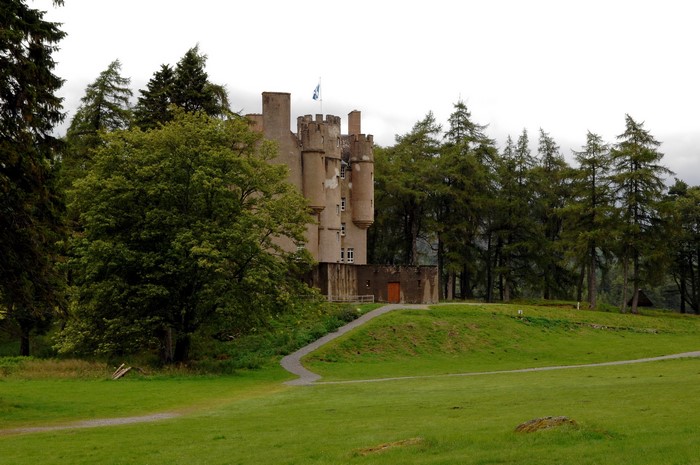 Braemar Castle surrounded by trees