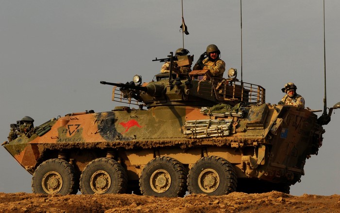 Australian Army ASLAV APC with soldiers