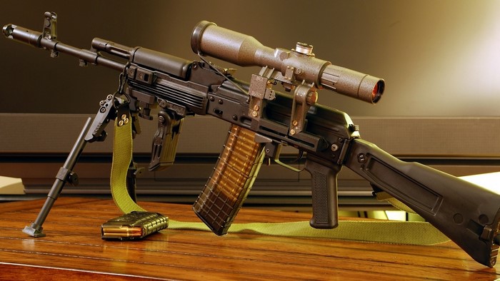 AK-47 variant assault rifle with scope and bipod