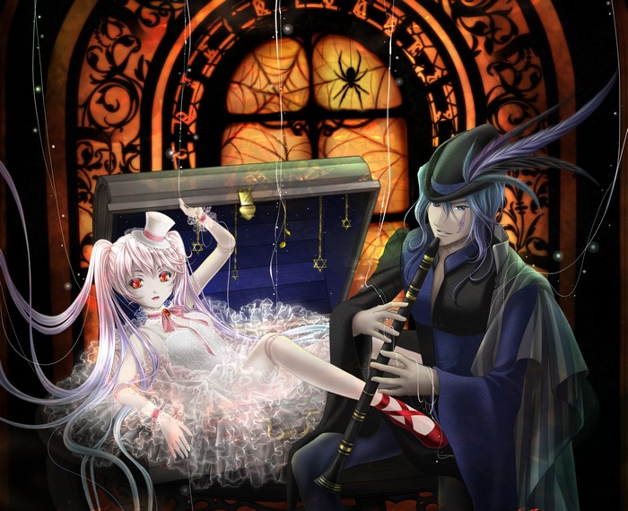 Anime girl and man with flute