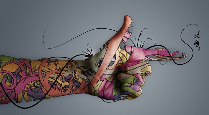 Creative Hand with Abstract Tattoo