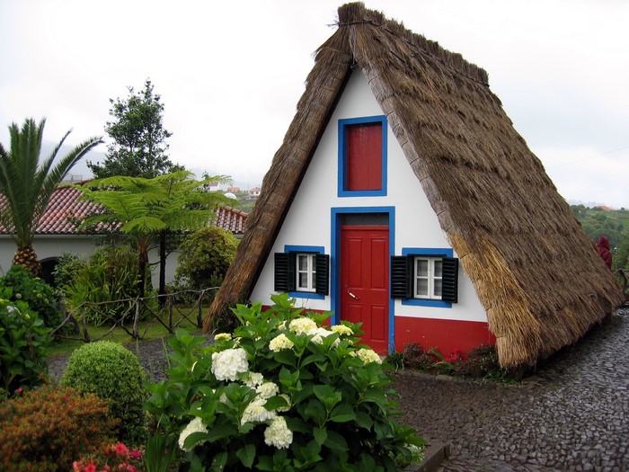 Traditional thatched house in Santana, Madeira, Portugal